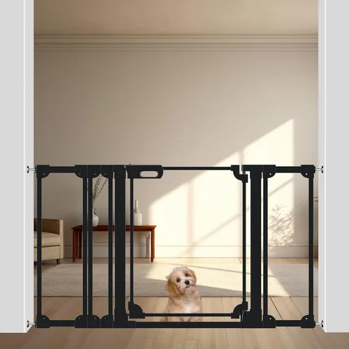 Miniatura 17 de WAOWAO Puerta de acrílico transparente extra alta de 40 pulgadas para bebés y niños con doble cerradura, 29.5-37.37 pulgadas de ancho, puerta
