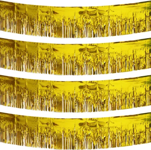 Miniatura 8 de Paquete de 4 Negro Total 40 Pies Guirnalda de Flecos de Papel Aluminio Pancarta Metálica de Oropel Cortinas Colgantes de Pared Decoraciones de Falda