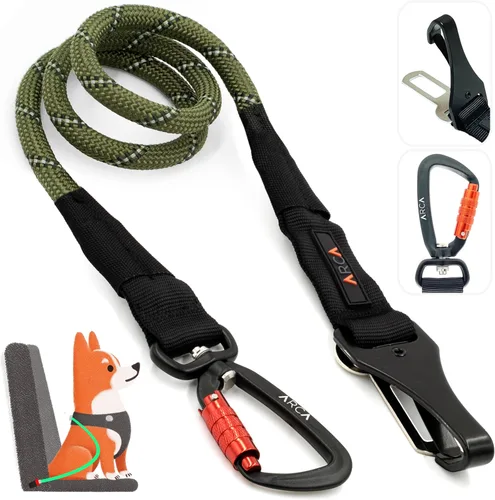 Miniatura 9 de Cinturón de seguridad para perro Cinturón de seguridad universal para automóvil para mascotas con cuerda de escalada reflectante, mosquetón