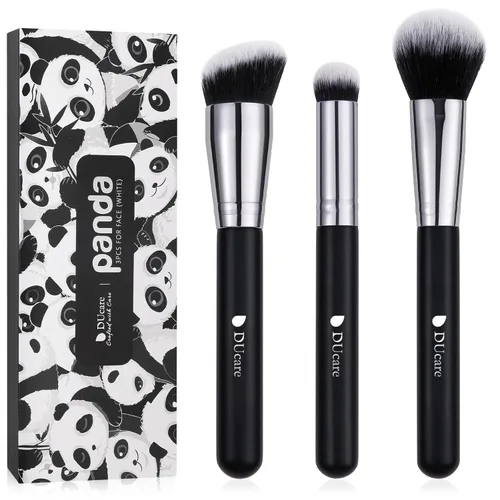 Miniatura 10 de DUcare Brocha para base y corrector, 2 unidades, bronceador de contorno, brocha Kabuki para cara, mezcla de líquidos sintéticos, herramientas