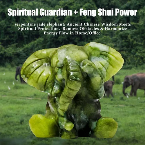 Miniatura 3 de Apengshi Figura de cristal natural, elefante de piedra cruda de jade, estatua decorativa de animal (elefante lindo)