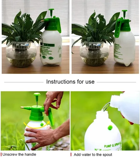 Miniatura 3 de Pulverizador de bomba de jardín de 68 oz/0.5 galones, botella de presión de mano de latón, boquilla ajustable de latón, gran capacidad, maleza