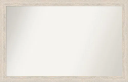 Miniatura 251 de Amanti Art Espejo de baño blanco para sobre el fregadero, 30 x 35 pulgadas, espejo de tocador rectangular estrecho de Eva de oro blanco, marco