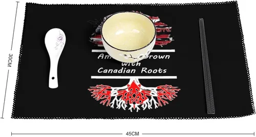 Miniatura 2 de America Grown with Canadian Roots Placemats Set of 6 Resistant Table Mats Washable Place Mats for Dinner Party Table Decoration