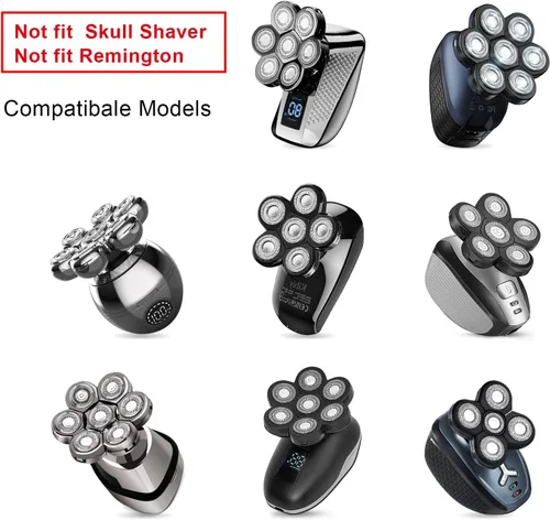 Miniatura 3 de Cabezales de repuesto para afeitadora de cabeza, cuchillas de repuesto para hombres calvos, cuchillas giratorias de acero inoxidable 7D para Negro8