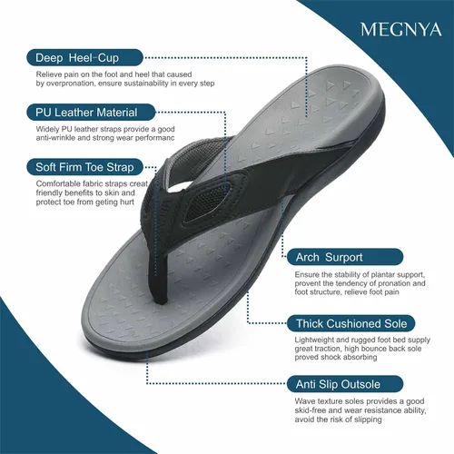 Miniatura 19 de MEGNYA Sandalias ortopédicas para hombre para fascitis plantar, sandalias atléticas con soporte para el arco, cómodas pantuflas para caminar