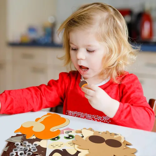 Miniatura 2 de Fennoral Paquete de 12 Kit de Manualidades de Otoño para Niños Haz Tu Propio Animal de Otoño Calcomanías de Espuma Artes y Manualidades de Otoño