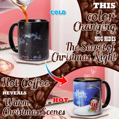 Miniatura 3 de Taza mágica que cambia de color de 12 onzas, taza de café navideña con caja de regalo para mujeres, hombres y niños
