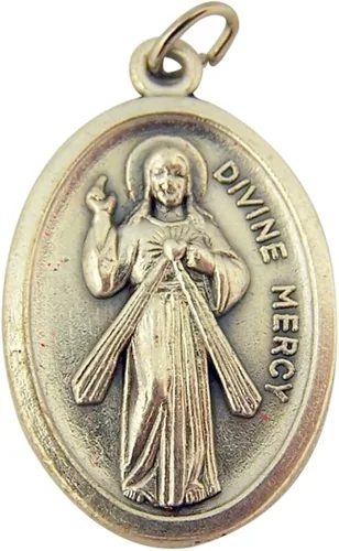 Miniatura 3 de Medalla católica de la tercera clase con base de tono plateado, 1.0in