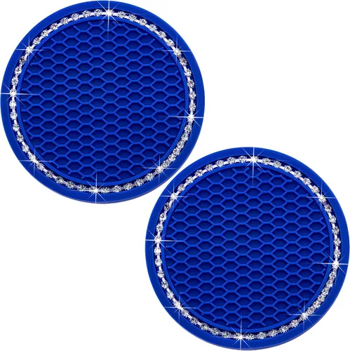 Miniatura 14 de 4 posavasos con brillantes para portavasos, 2.75 pulgadas, insertos para portavasos de auto, silicona suave antideslizante a prueba de golpes, Negro