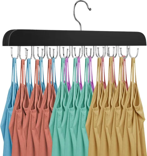 Miniatura 7 de Percha sin mangas mejorada, perchas para sujetadores, de madera resistente, rotación de 360°, antideslizante, 20 ganchos de metal plegables