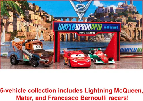 Miniatura 2 de Mattel Disney and Pixar Cars - Juego de 5 autos coleccionables de juguete y carrito de herramientas, inspirado en el Gran Premio Mundial de Cars 2