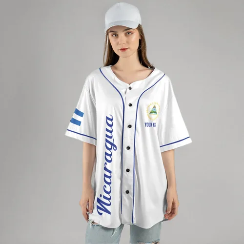 Miniatura 7 de Camiseta de béisbol de Nicaragua personalizada, camiseta de béisbol de Nicaragua personalizada para hombres y mujeres, camisas nicaragüenses
