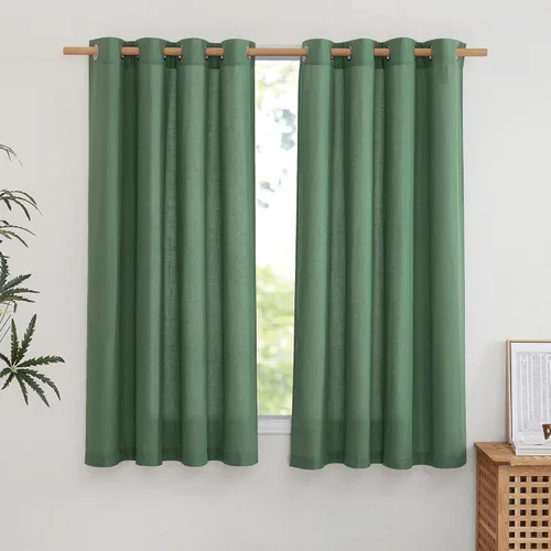 Miniatura 234 de NICETOWN Cortinas de lino natural con textura de lino para dormitorio, mezcla de lino rústica con ojales en la parte superior, semitransparentes