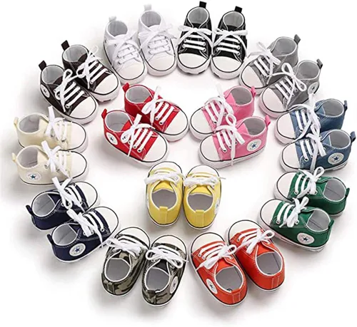 Miniatura 6 de Zapatos de bebé, para niñas o niños, suaves, suela antideslizante, para recién nacidos y primeros pasos, de estrella, tenis caña alta de lona