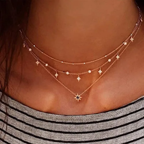 Miniatura 2 de Collar dorado con estrella solar para mujer, collares de moda para mujeres hermosas, Metal
