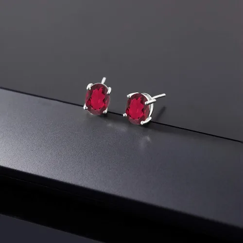 Miniatura 176 de Gem Stone King Aretes de oro de 14 quilates con piedra natal ovalada de 0.315 x 0.236 in Aretes de oro para mujer