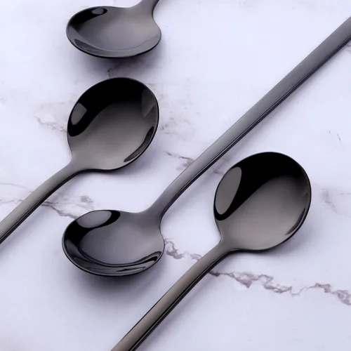 Miniatura 3 de Cucharas de café negras de acero inoxidable 18/10, 8 piezas