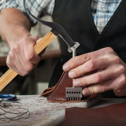 Miniatura 8 de Martillo de reparación de zapatos, herramienta de artesanía de cuero con mango de madera, mazo de zapatero de bricolaje para zapatos de tachuela