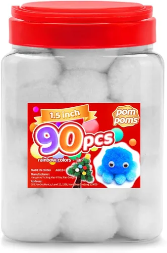 Miniatura 57 de Iooleem Pompones rosados – Tamaño surtido, 1200 piezas con ojos móviles, opciones de purpurina, perfectos para artes y manualidades
