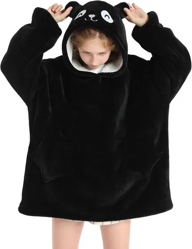 Miniatura 15 de Manta de gran tamaño con capucha para niños, manta Sherpa para niños y adolescentes, sudadera gigante con capucha esponjosa