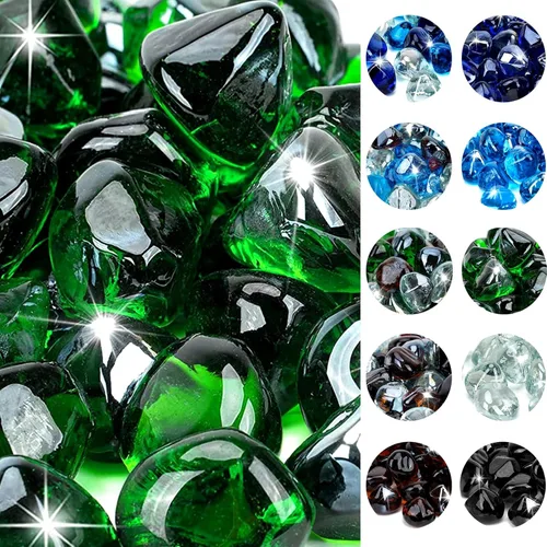Miniatura 16 de onlyfire Diamantes de vidrio de fuego de 10 libras para hoguera de propano, piedras de vidrio mezclado de 1 pulgada para chimenea de gas y mesa