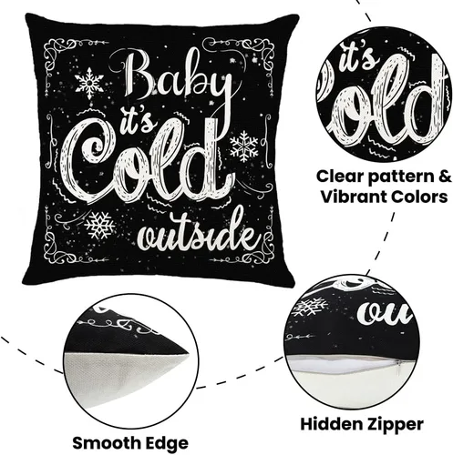Miniatura 3 de Vellibring - Fundas de almohada de Navidad - 45.7 x 45.7 cm, diseño de copo de nieve, muñeco de nieve, árbol, decoraciones de Navidad, funda