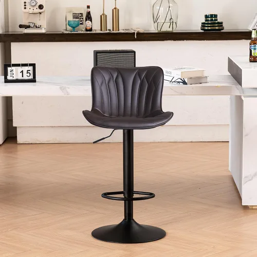 Miniatura 32 de YOUNIKE Juego de 2 taburetes de bar marrones modernos giratorios de altura de mostrador con respaldo alto ajustable para cocina, taburetes de bar