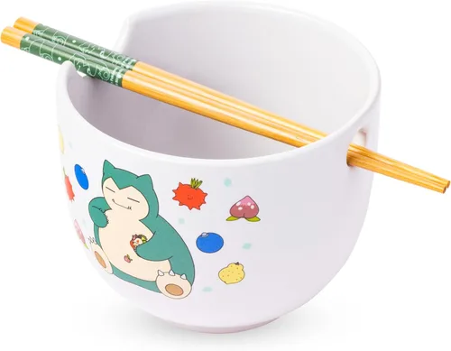 Miniatura 14 de Silver Buffalo Five Nights at Freddy's Freddy Fazbear - Cuenco de cerámica para fideos ramen y arroz con diseño de caja de pizza, con palillos