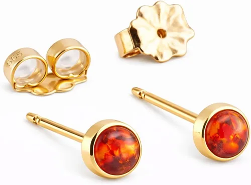Miniatura 21 de Juego de aretes pequeños de oro con bisel, bola para cartílago, tragus, hélice, múltiples joyas hipoalergénicas de piedra natal para mujer