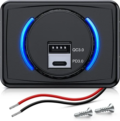 Miniatura 13 de Nilight 2 Pack PD Type C y QC 3.0 Panel de toma rápida USB con interruptor táctil LED ON Off, kit de cable fundido para coches, camiones
