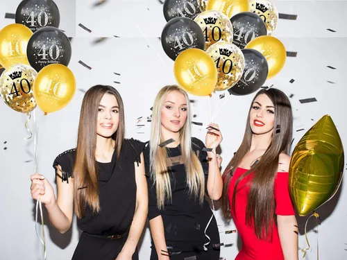 Miniatura 4 de Jonhamwelbor Globos dorados y negros de 40 cumpleaños, decoraciones de fiesta, paquete de 15 globos de látex y confeti de 12 pulgadas impresos