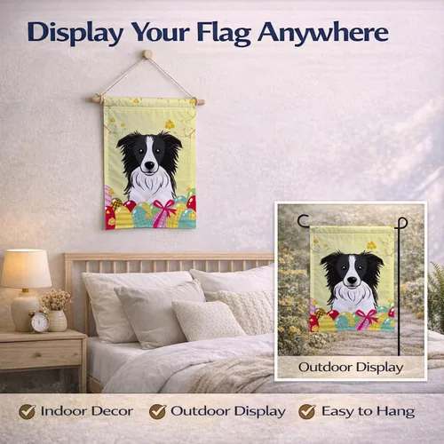 Miniatura 7 de Caroline's Treasures BB1923GF Bandera decorativa para jardín con diseño de Border Collie, para caza de huevos de Pascua, para jardín, jardín, patio