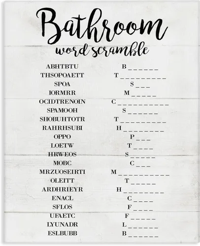 Miniatura 10 de Stupell Industries Diseño de palabras para baño con crucigramas para teléfono, arte en lienzo, 30 x 40 pulgadas, fácil de colgar y resistente