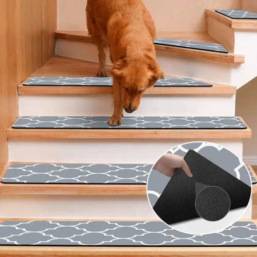 Miniatura 7 de GOYLSER - Alfombra antideslizante para peldaños de goma, juego de 15, almohadillas para escalones de 30 x 8 pulgadas para escalones de madera