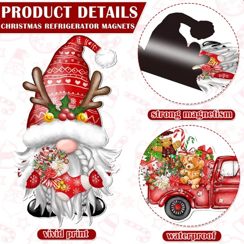 Miniatura 3 de Imanes de Navidad para refrigerador de automóvil, 22 unidades, calcomanías magnéticas decorativas de Navidad para puerta, protector de nevera
