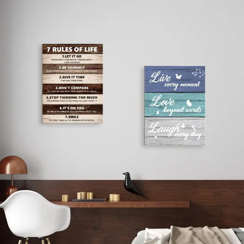 Miniatura 5 de Letrero con cita en lienzo enmarcado con texto en inglés "Live Love Laugh Love", decoración de pared para el hogar, cocina, comedor, sala de estar