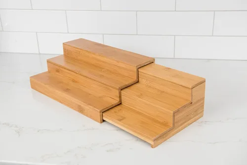 Miniatura 11 de Lipper International 8807 - Organizador de cocina expandible de madera de bambú de 3 niveles, 12" x 7-7/8" x 4-1/4