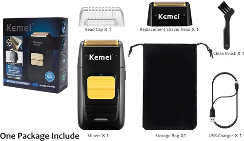 Miniatura 6 de KEMEI Afeitadora eléctrica doble para hombres, afeitadora eléctrica profesional para hombres calvos, suministros de peluquería recargable inalámbrica