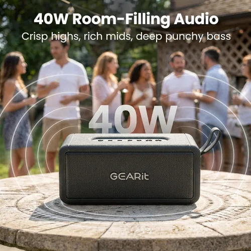 Miniatura 2 de GEARit Altavoz inalámbrico portátil Altavoz Bluetooth de 40 W V5.3 graves profundos IPX6 impermeable TWS emparejamiento 15H tiempo