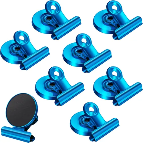 Miniatura 10 de Paquete de 8 imanes para refrigerador, clips magnéticos para refrigerador, clips magnéticos resistentes, perfectos para refrigerador, pizarra, Dorado