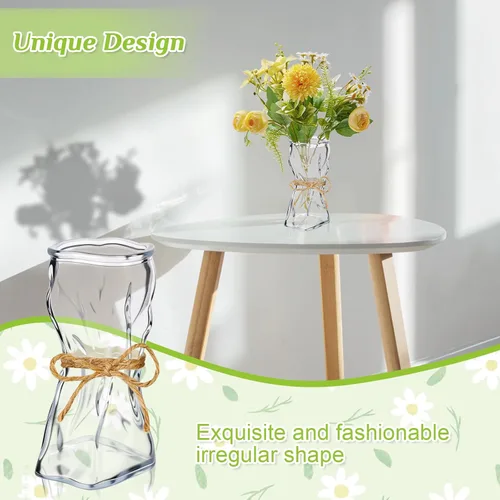 Miniatura 4 de LemonRoad Paquete de 12 pequeñas bolsas de vidrio con forma irregular, florero de flores de vidrio para flores, lindo jardín para boda, sala