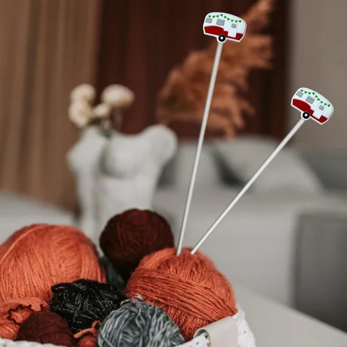 Miniatura 5 de SPANSEE 4 piezas de tapas de extremo en forma de camper para agujas de tejer, tapones para agujas de tejer, tapones para puntadas, protectores