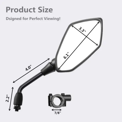 Miniatura 4 de 【2025 Actualizado】Espejo Retrovisor Convexo para Motocicleta, Espejos para Moto, Motocicleta, ATV, Scooter, con Tornillo Roscado M8 M10, con Negro