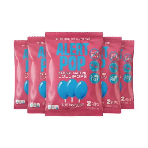 Miniatura 18 de Alertpop - Paletas de cafeína natural, caramelo sin azúcar de frambuesa azul con cafeína natural, sin derretimiento, sin derrames, para llevar, sin