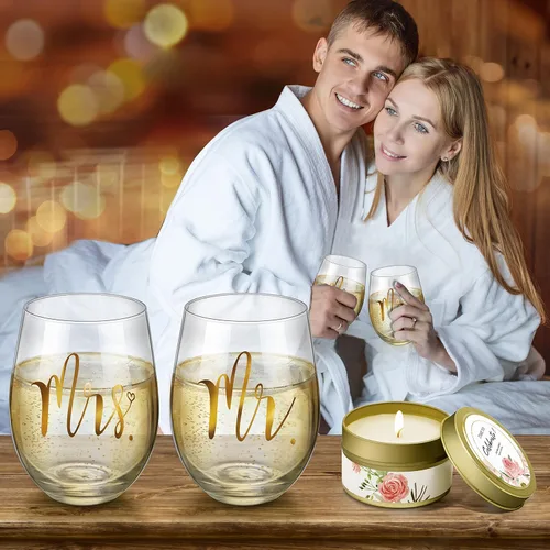 Miniatura 4 de Yorktend Regalo de boda y compromiso para parejas: día de San Valentín, novia y novio, recién casados señor y señora, esenciales de luna de miel