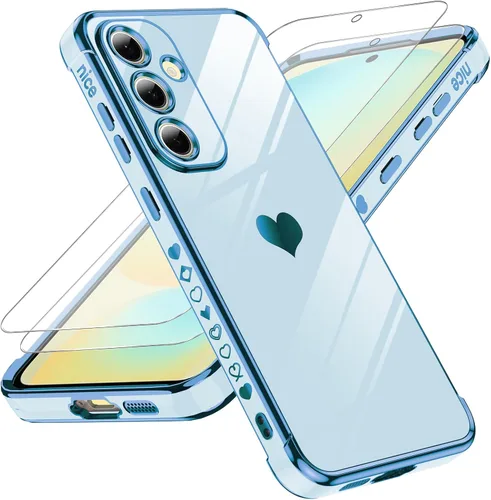 Miniatura 45 de LeYi for Moto G 5G 2025 Case: with Tempered Glass Screen Protector [2 Pcs]+ Full Camera Lens Protection,Love Heart Plating Cute Luxury Soft TPU