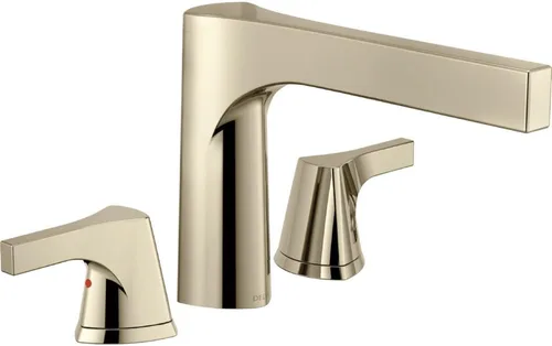 Delta Faucet Zura T2774-PN - Grifo de bañera romano - Manijas y grifo modernos para bañera - Accesorios de baño duraderos - Níquel pulido (la