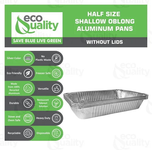 Miniatura 2 de Sartenes de aluminio desechables de 9 x 13 pulgadas, mesa de vapor, bandejas de aluminio poco profundas resistentes – sartenes de papel de hojalata