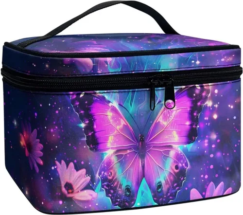 Miniatura 37 de doginthehole Bolsa de maquillaje, bolsa de cosméticos de viaje, bolsa de aseo portátil grande, organizador de accesorios para mujeres y niñas